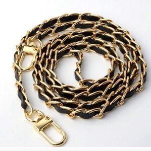 NEW Gold Tone Black Woven Purse Strap Lobster Swivel‎ Clasp- 15.4 Inch